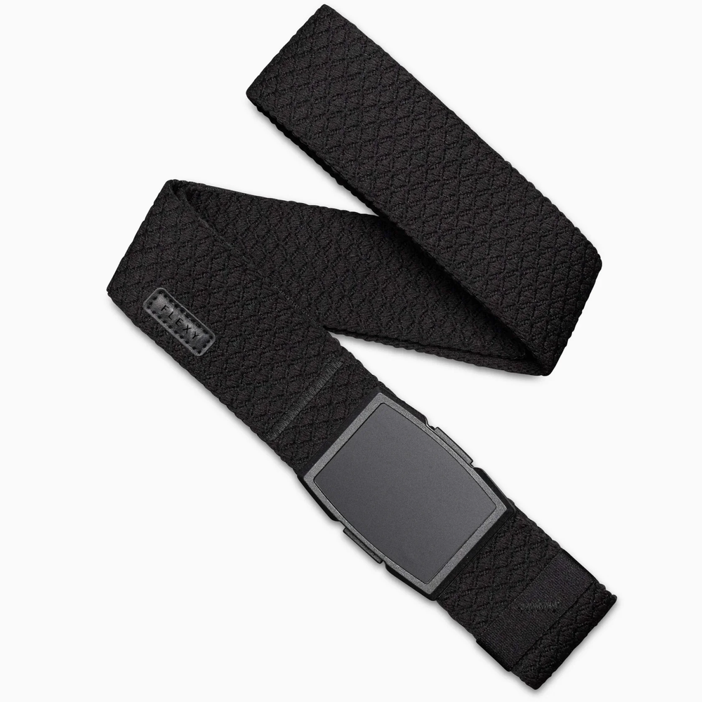 Urban Chic belt laid flat, showing the buckle and diamond-textured webbing